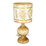 Alabaster Table Lamp with Floral Decorations from the 1980s