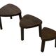 Set of 3 brutalist oak oval side or nesting tables 1970s