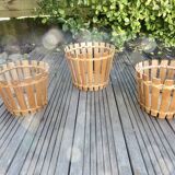 Set of 3 bamboo planters from the 70s