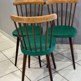 Lot of 3 bistro chairs model 740V maison Baumann vintage 1960
