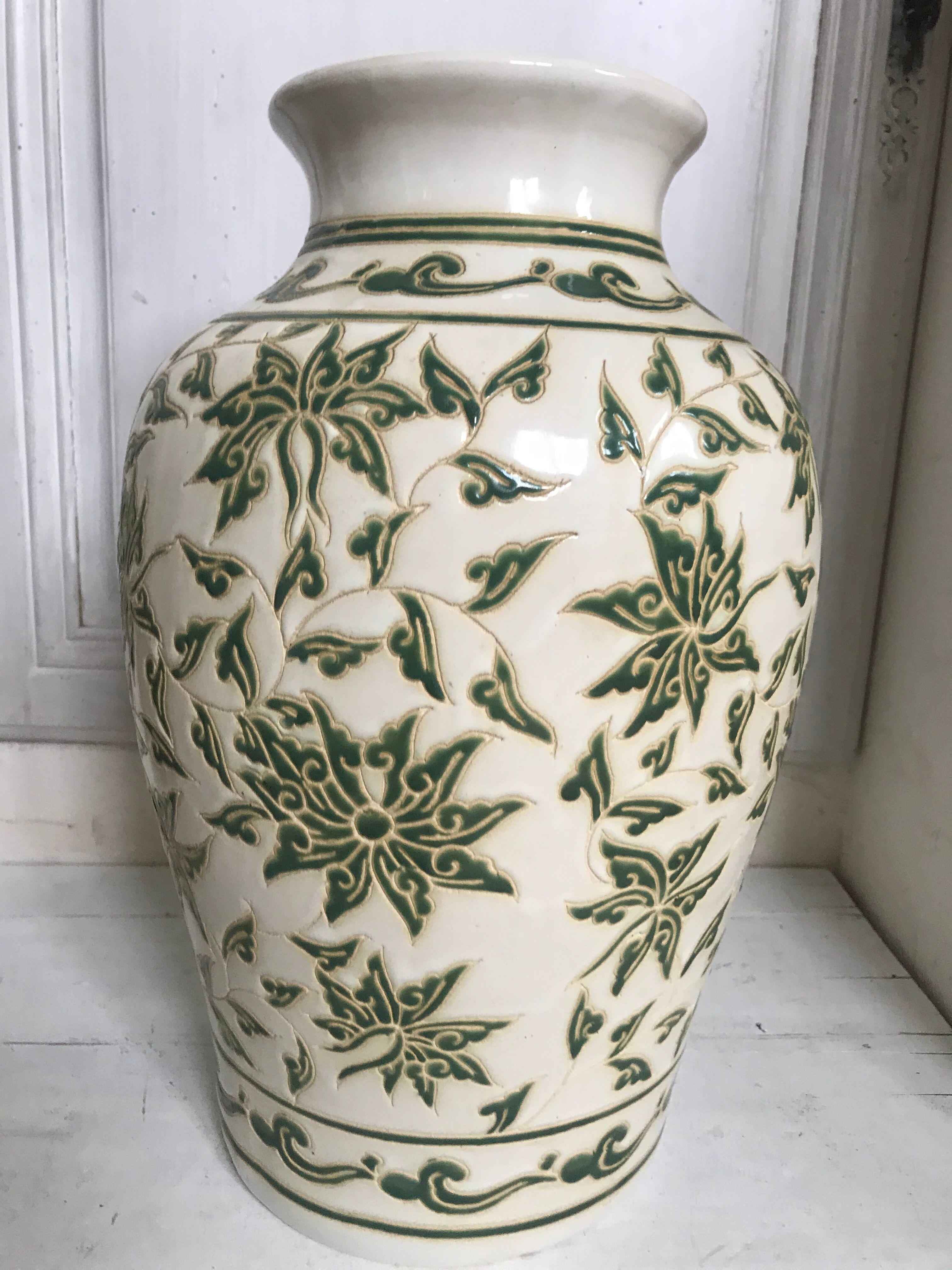 44cm enamelled ceramic vase