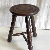 Tripod stool in turned solid wood – 80s/90s