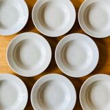 Set of 8 hollow plates in speckled ceramic