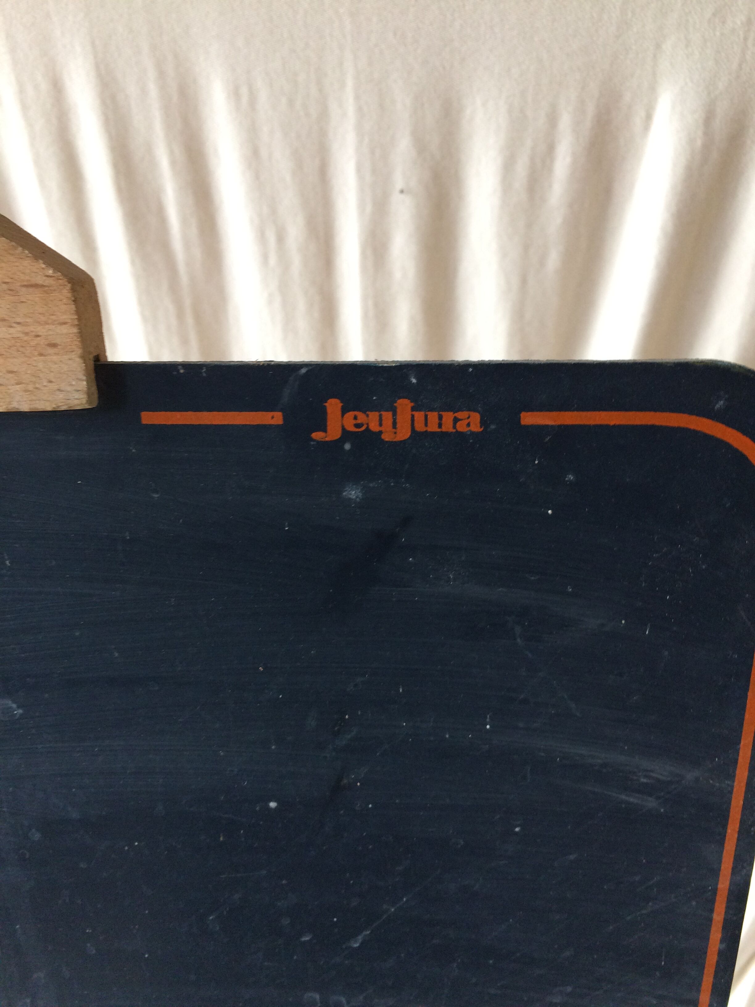 Old table jeujura schoolboy in vintage foldable wood