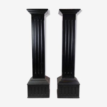 Pedestals with black paint in louis seize style from around the year 1980s