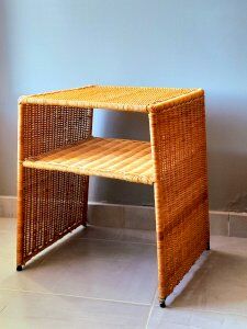 Wicker bedside table or side table from the 1960s.