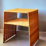 Wicker bedside table or side table from the 1960s.