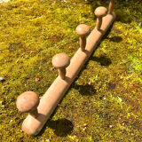 Antique coat rack in turned wood, 5 hooks