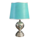 Chrome and turquoise metal table lamp