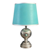 Lampe de table en métal chromé et turquoise