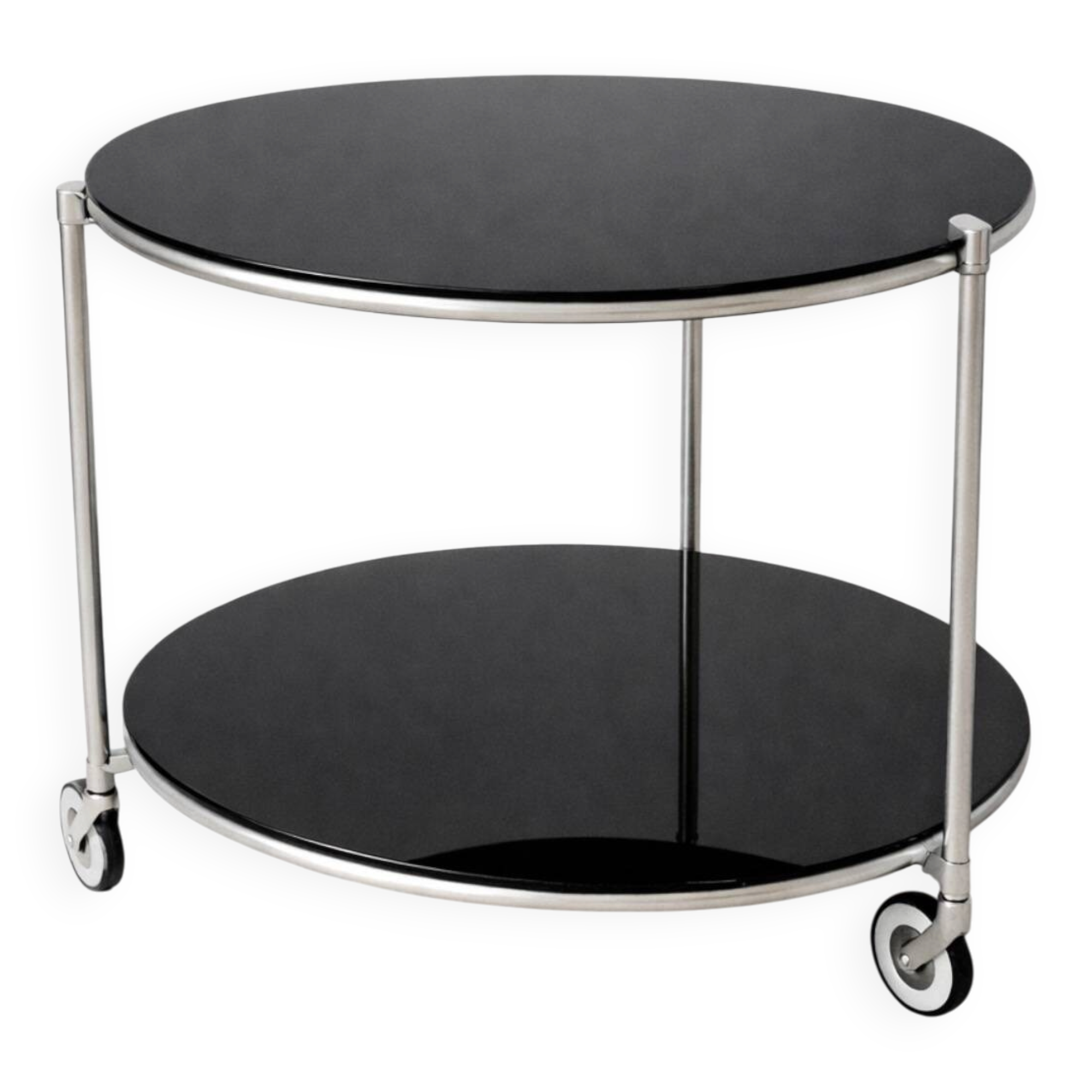 STRIND rolling side table – IKEA vintage, smoked glass & chrome