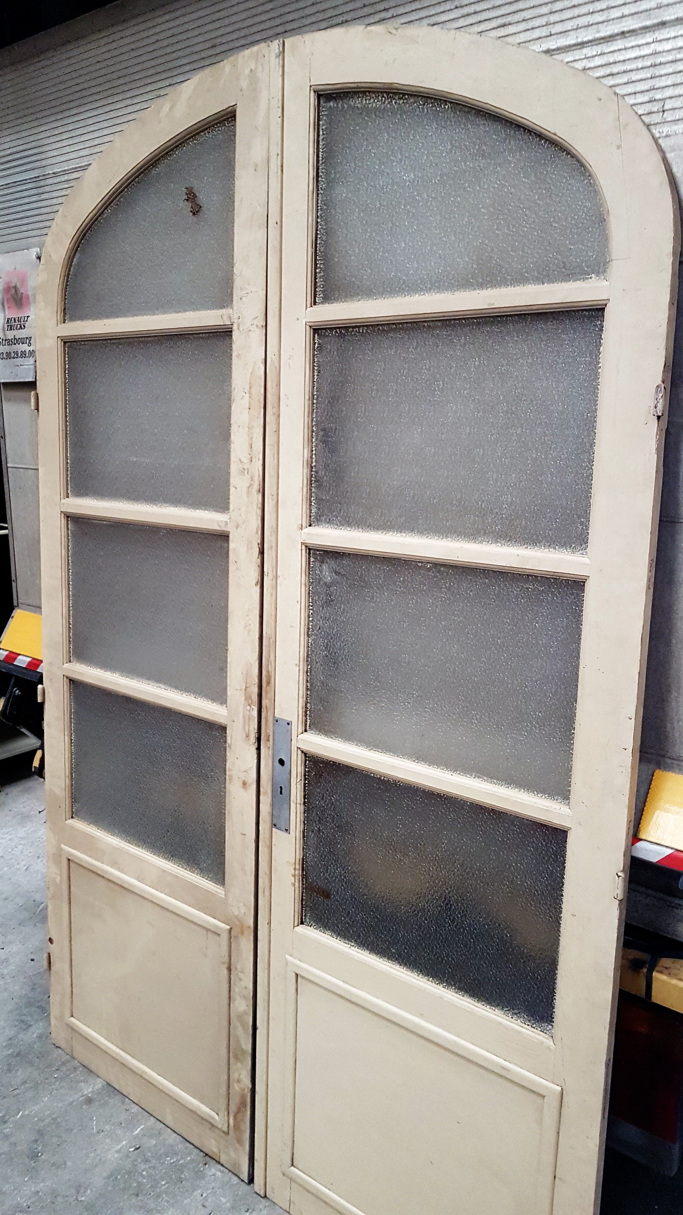 Old glass doors with rounded frame
