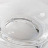 Immense bol en verre transparent de 16,5 pouces par Laica Cristalleria – Centre de table à bord ondulé, Italie, années 1990.