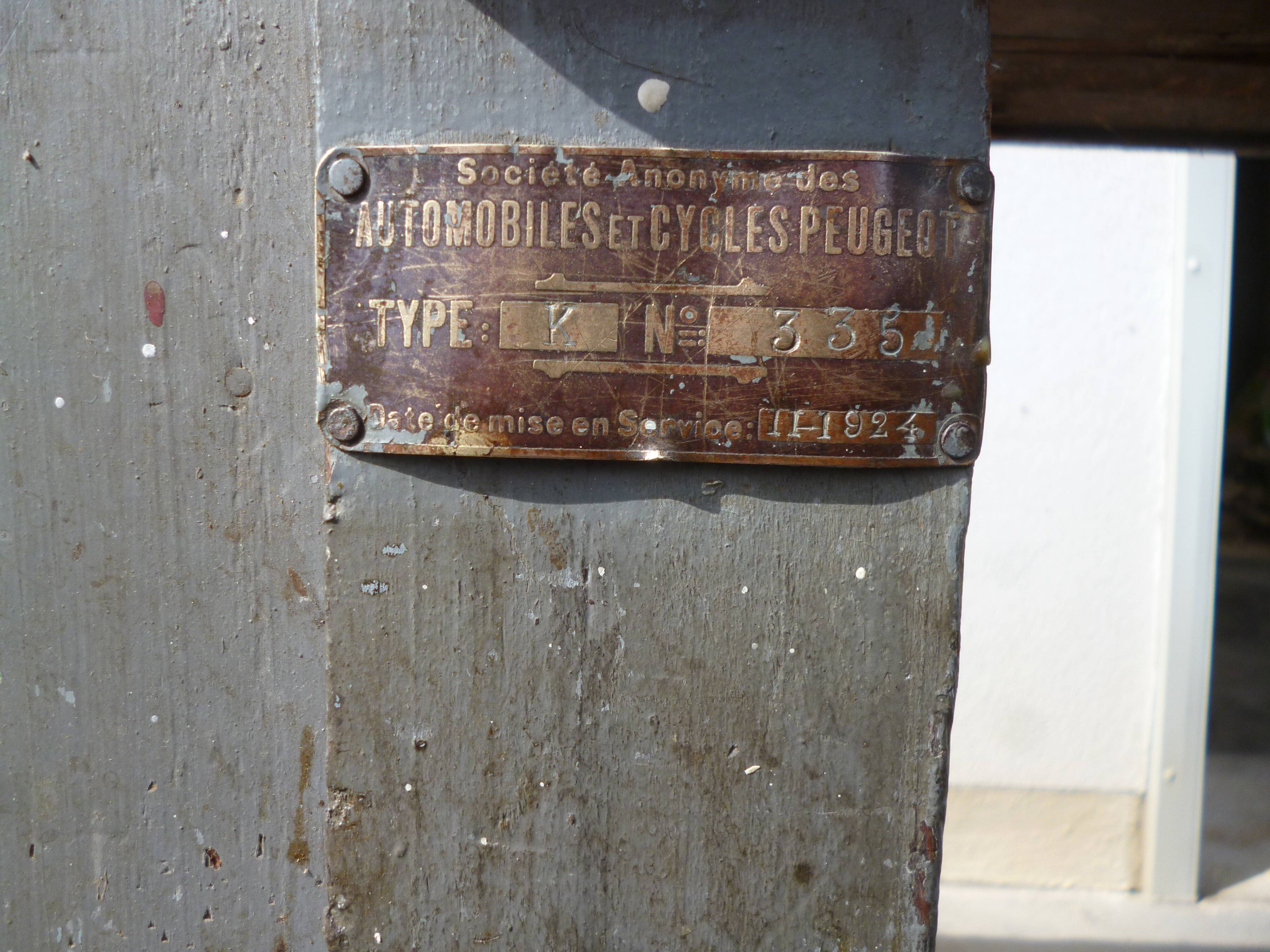 Peugeot brand old green patina wooden workbench