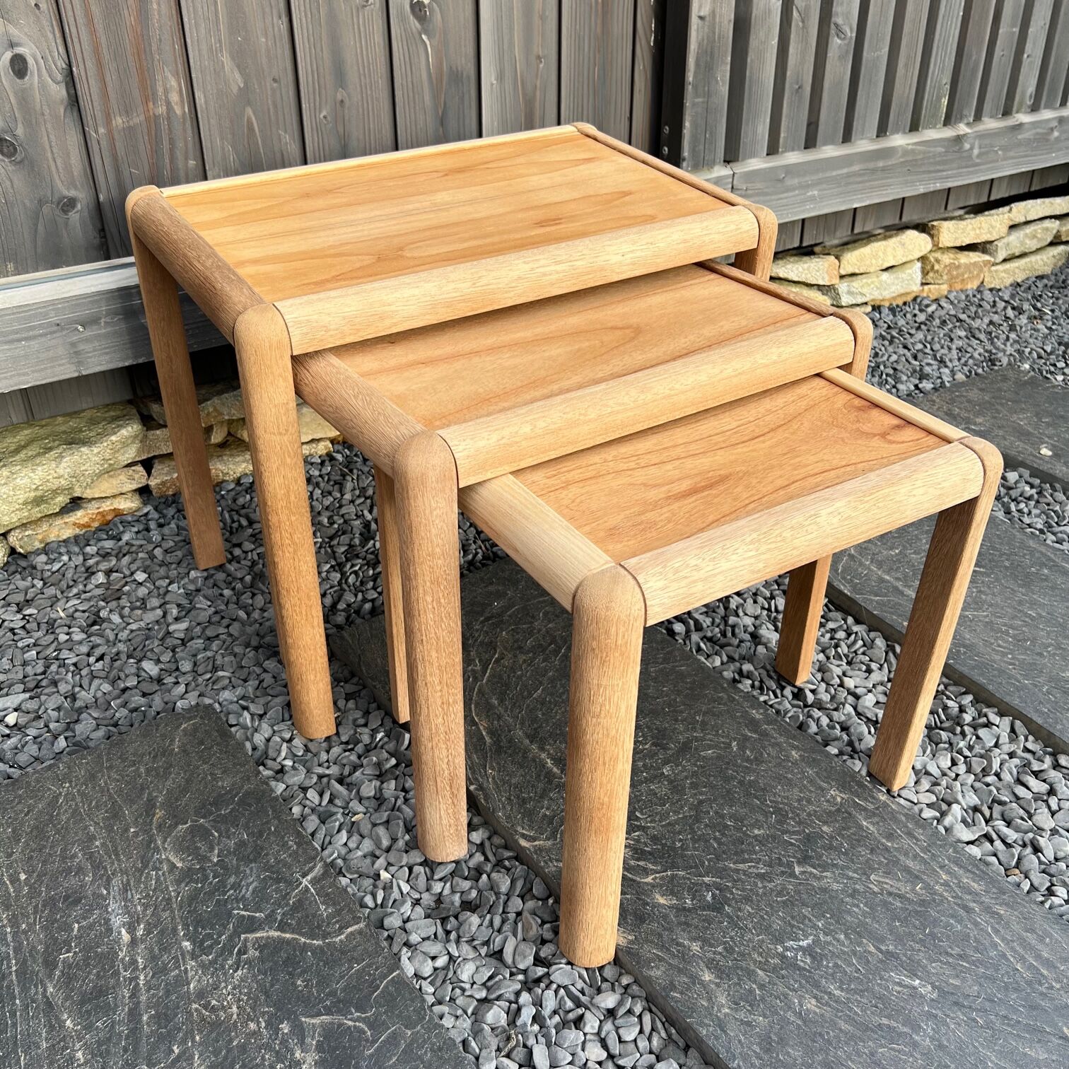 3 vintage nesting coffee tables