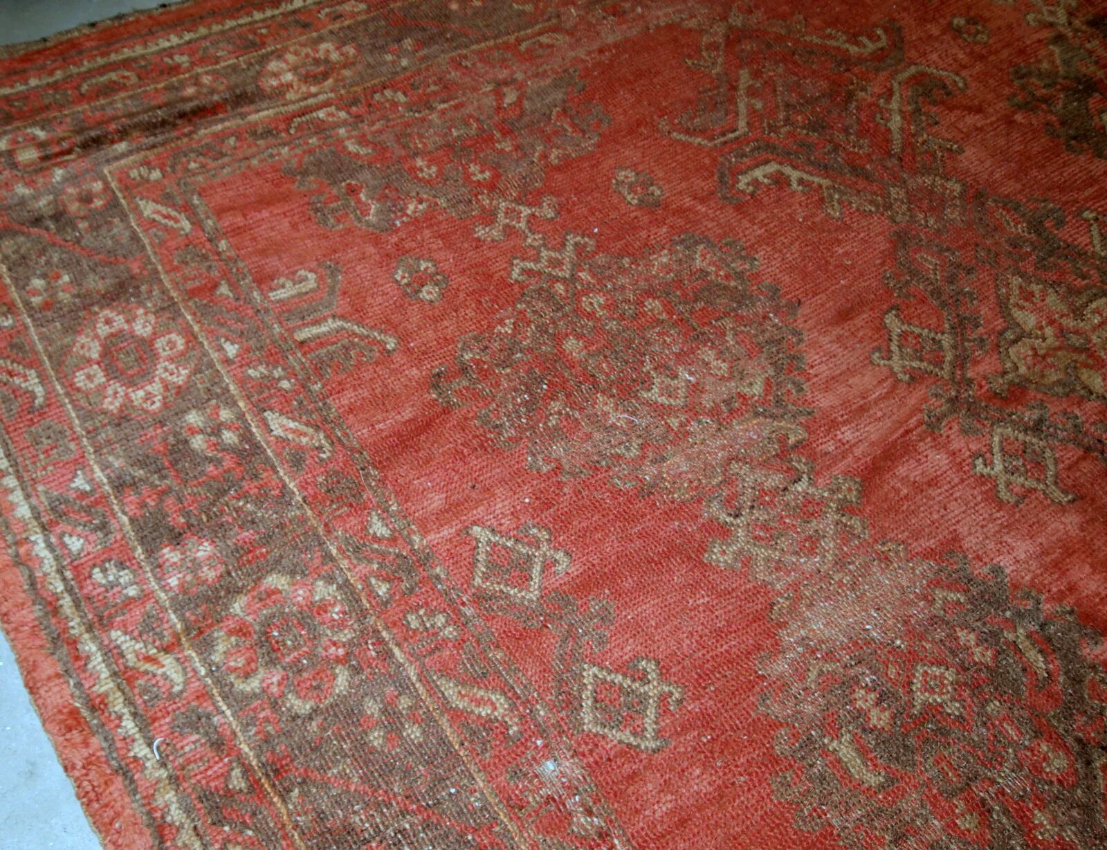 Handmade antique Turkish Oushak rug 9' x 11' (274cm x 335cm) 1900s - 1B764