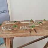 Set of vintage glass knife holders