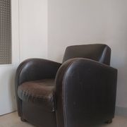 Vintage club armchair in dark brown leather – 1980s-1990s style