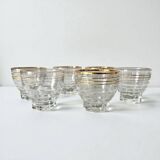 Lot de 6 verres en verre doré à l'or fin - vintage 1940 - verres à liqueur
