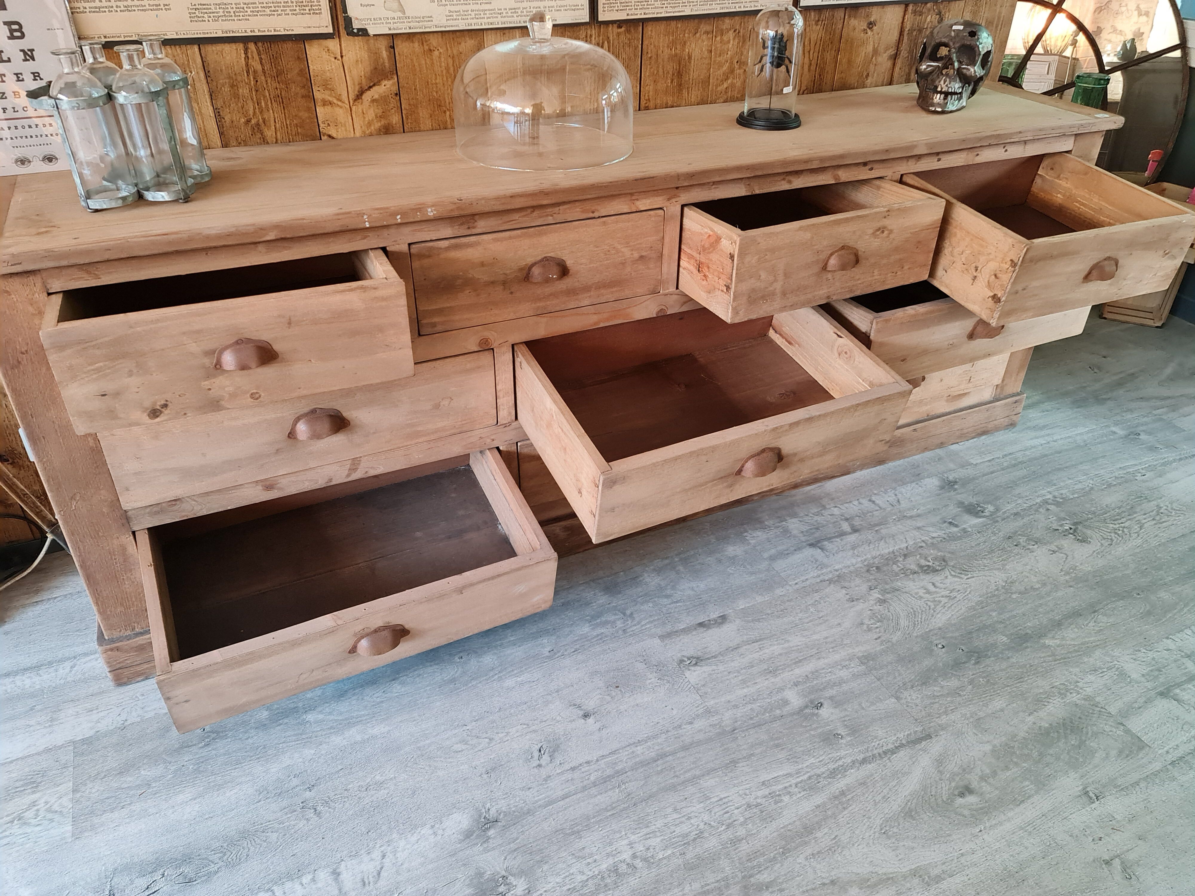 Comptoir de métier meuble dix tiroirs