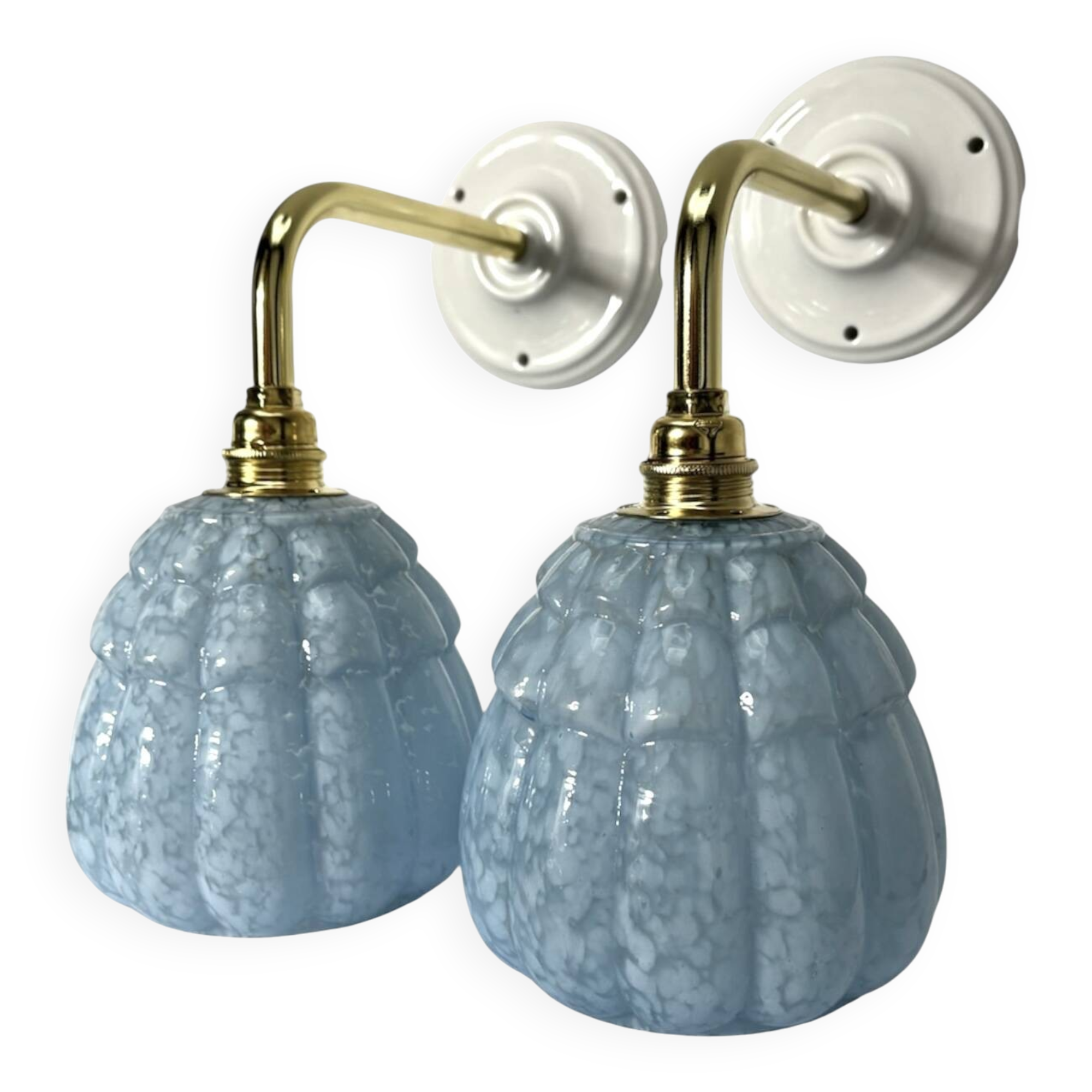 Paire d’appliques murales globes Art Déco