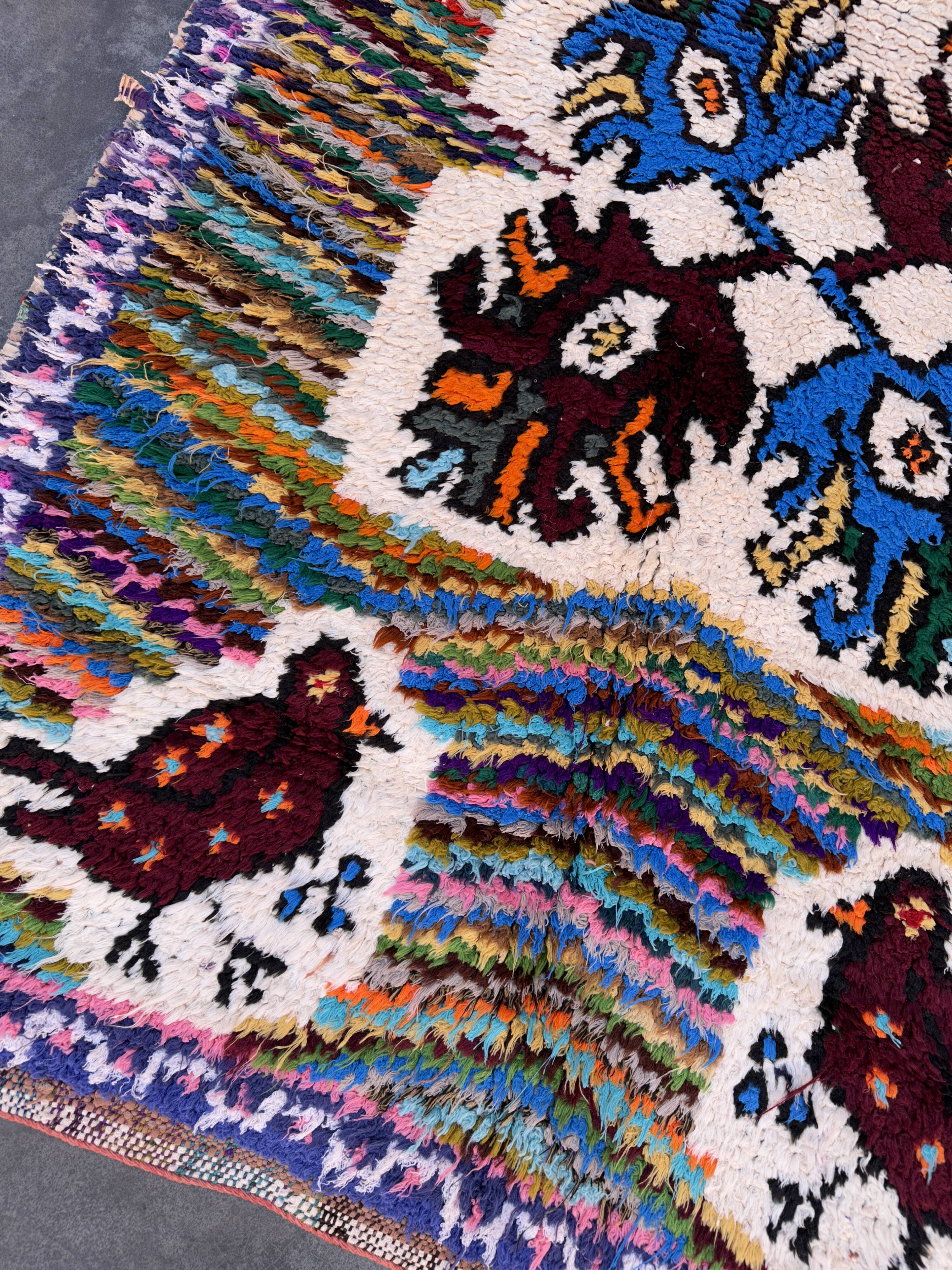 Colorful Boucherouite Azilal Moroccan rug - 97 x 184 cm