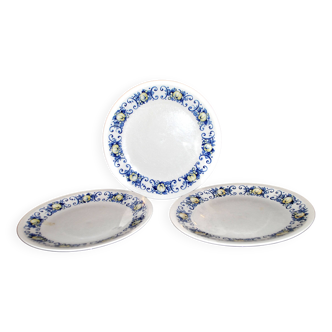 Set of 3 Villeroy & Boch vintage CADIZ porcelain dinner plates, 1970s