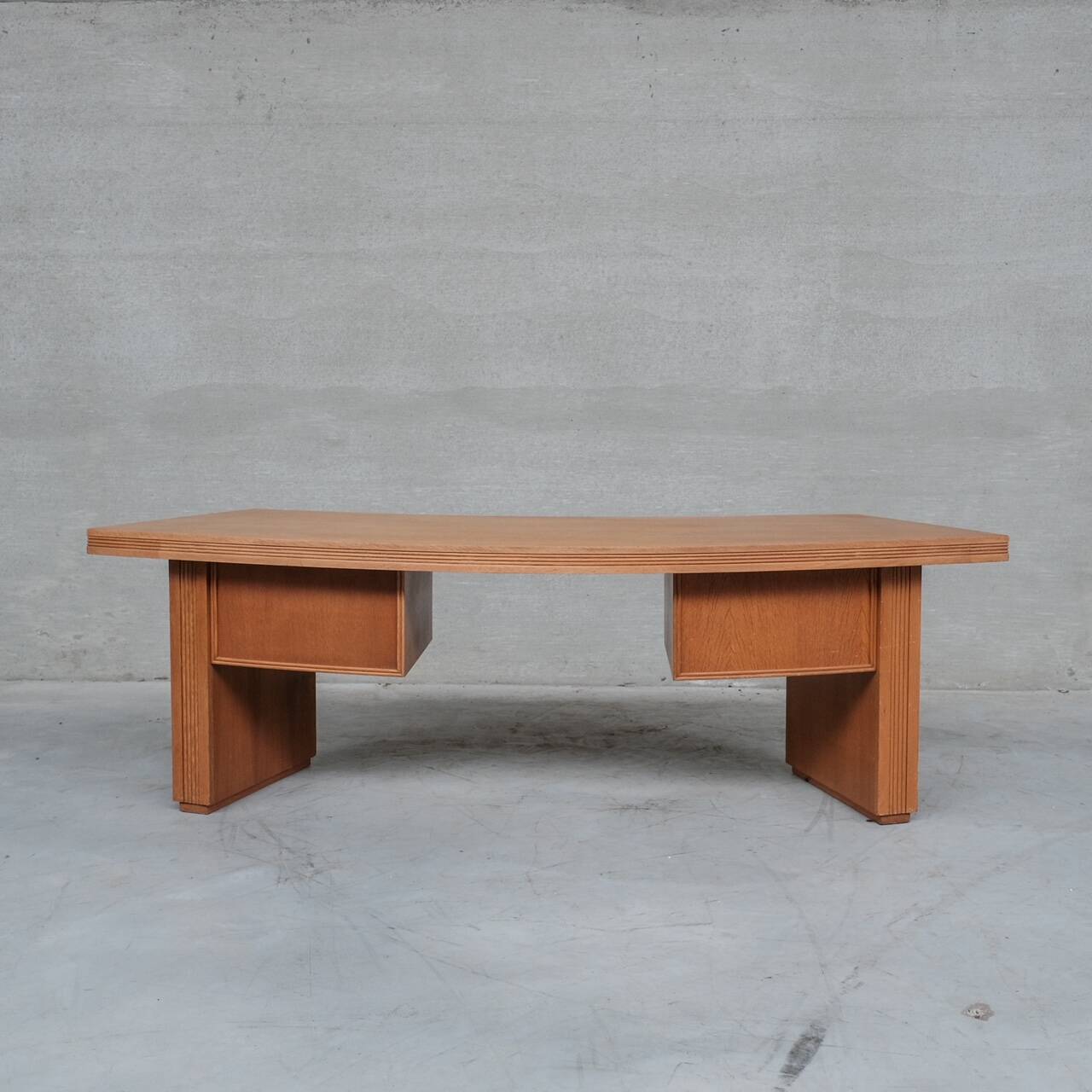 Mid-Century Oak Curved French Desk