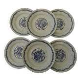 6 flat plates in earthenware from SAINT AMAND. Blue decoration.