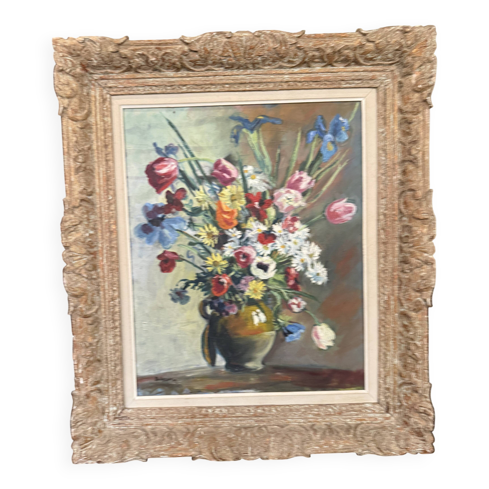 Oil on canvas still life signed Bellenger.