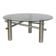 Round coffee table in chrome and smoked glass, 1970s