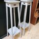 Pair of harnesses, pedestal table with plants, vintage wooden