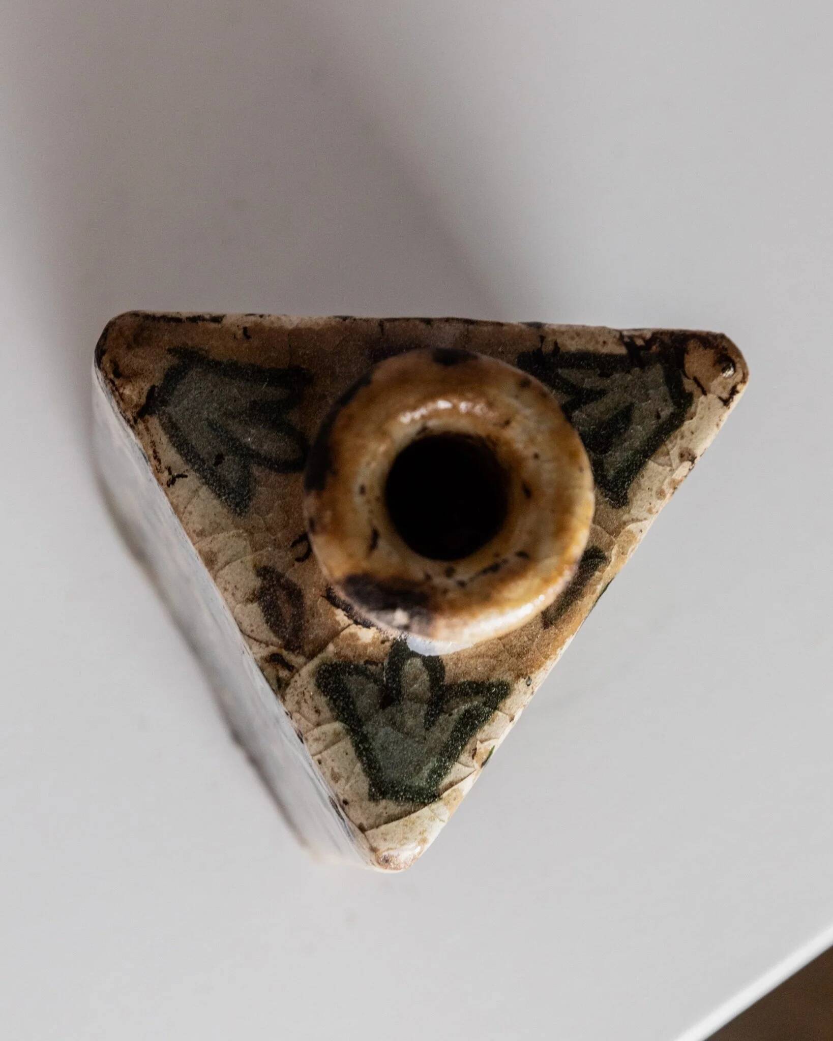 Multicolored Terracotta Bottle from Qajar Dynasty Iran, 19th Century – Hand-Painted, Unique Decorative Piece