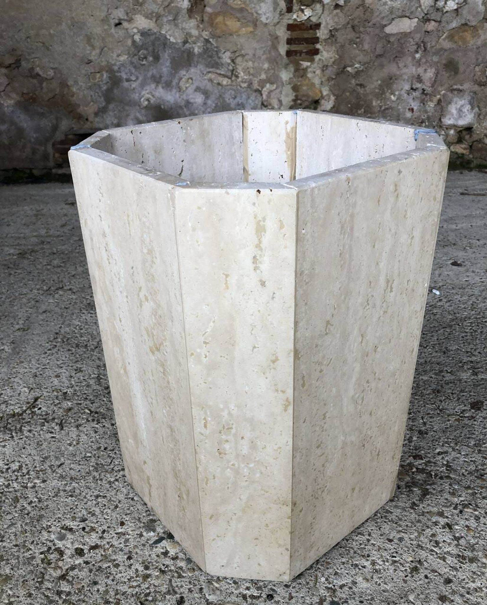 Table basse en travertin octogonale, vintage circa 70/80