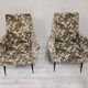 Pair of Mid-Century Design armchairs – jacquard upholstery with tapered legs