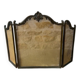 Fireplace screen in brass, Louis XV style.
