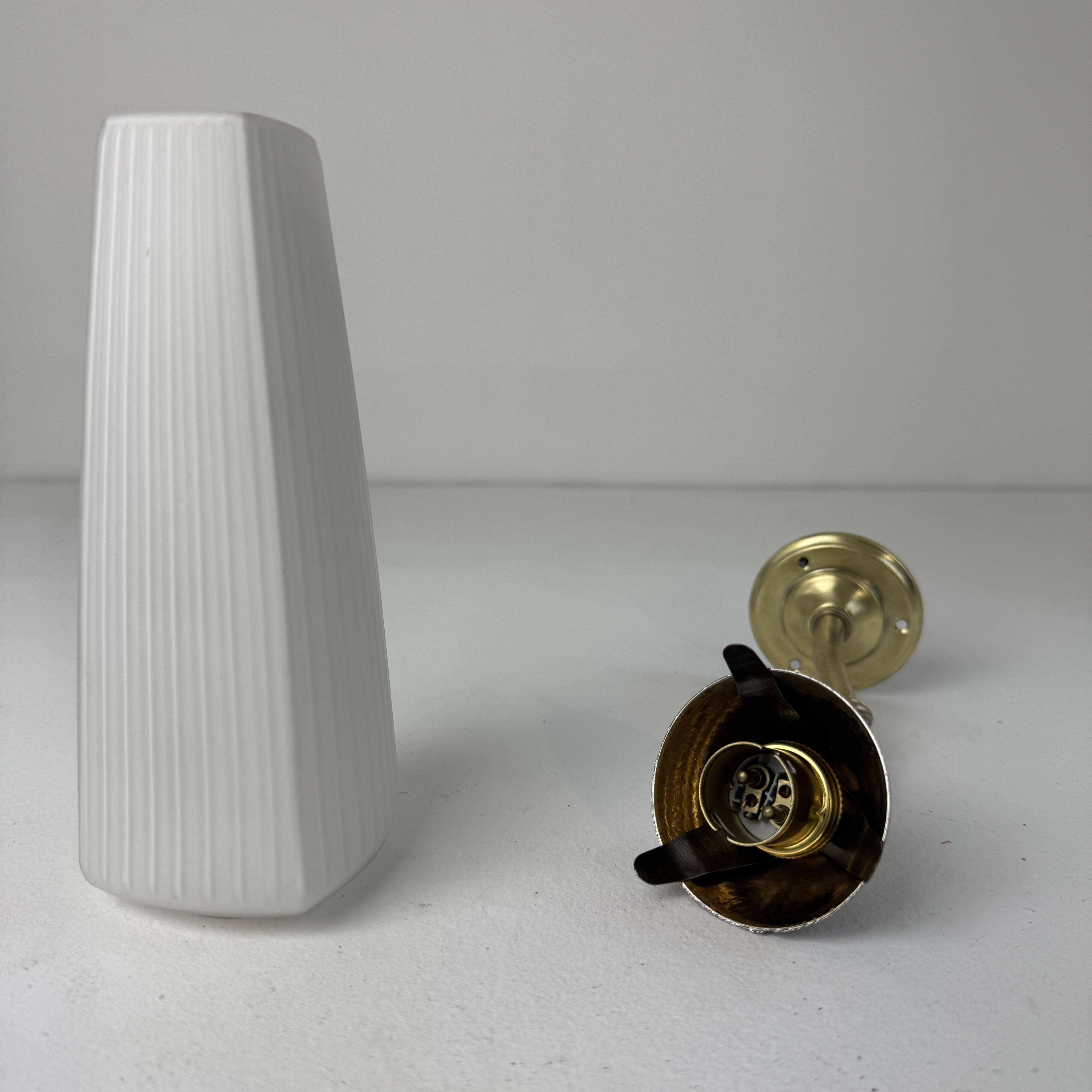 Antique brass and vintage opaline wall light