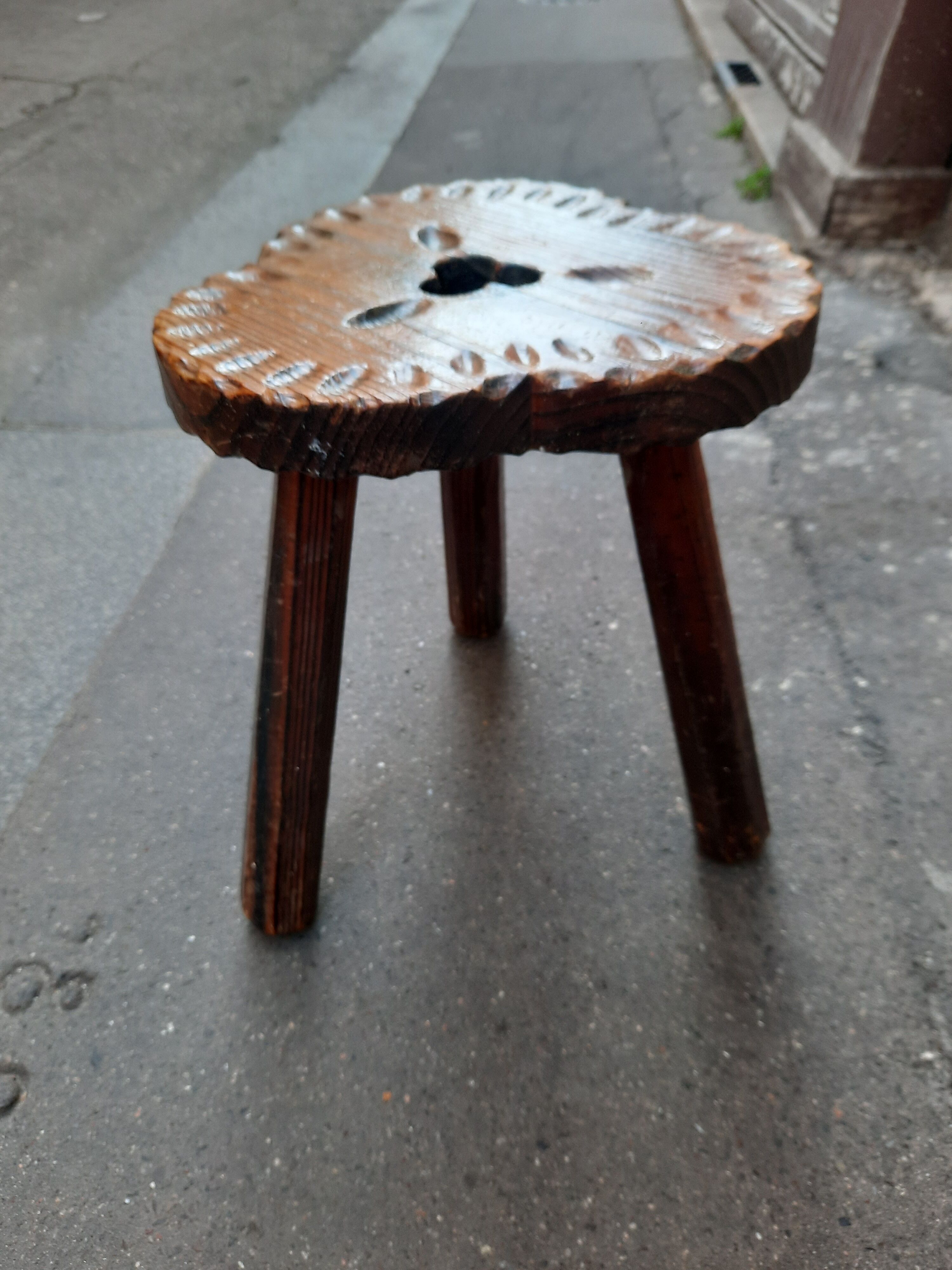 Wooden tripod stool