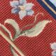 Tapis traditionnel bordeaux style Aubusson floral en laine tissé à la main en point de croix