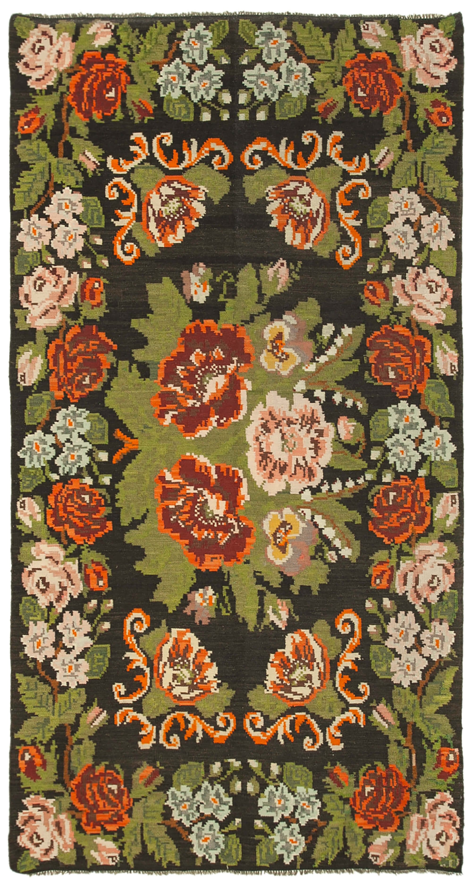 Hand-Knotted Vintage Tapestry Black Kilim 180 cm x 333 cm - 23258
