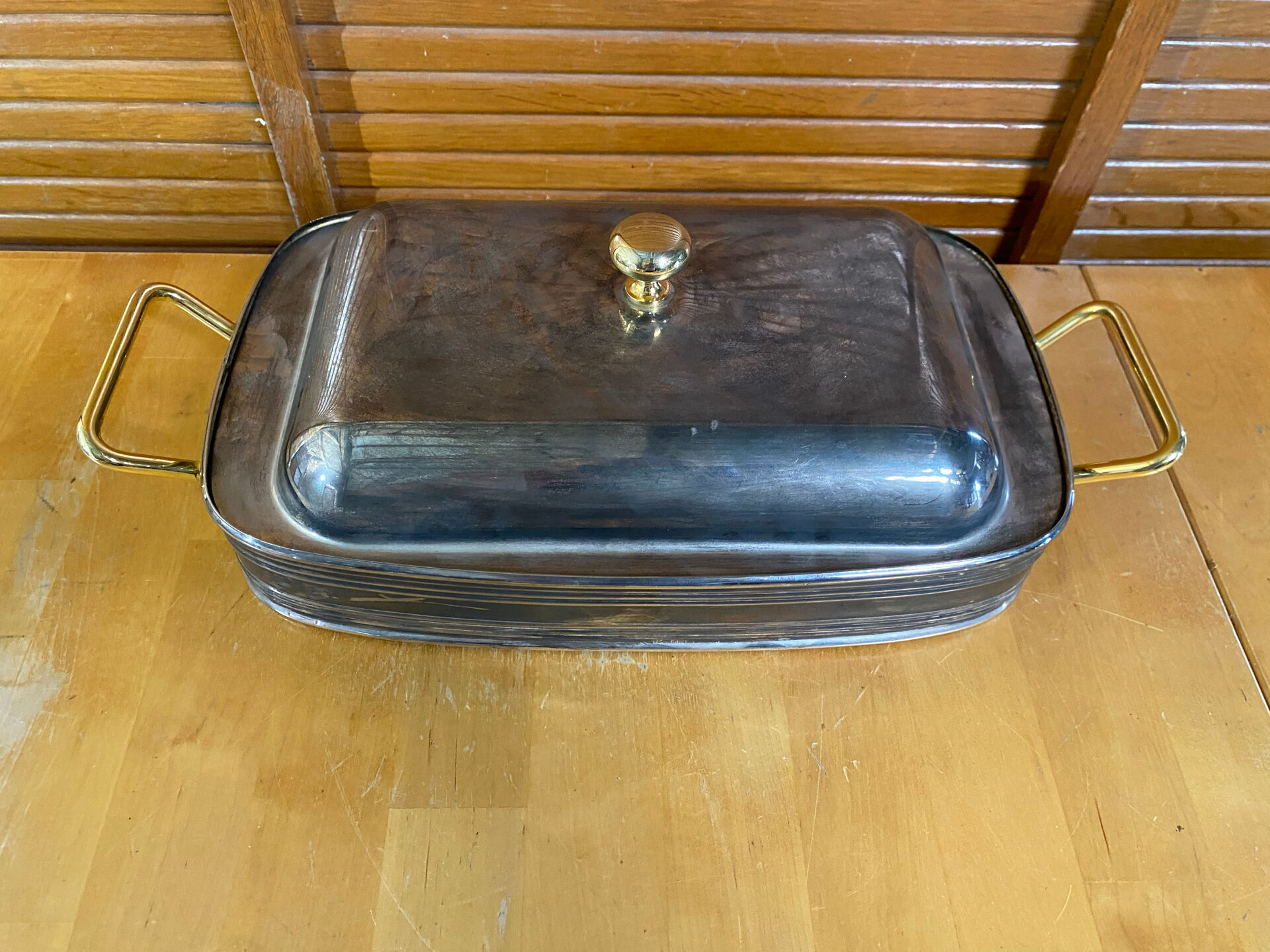 Antique Serving Dish 2R Silverplate Silver + Gold Medicine