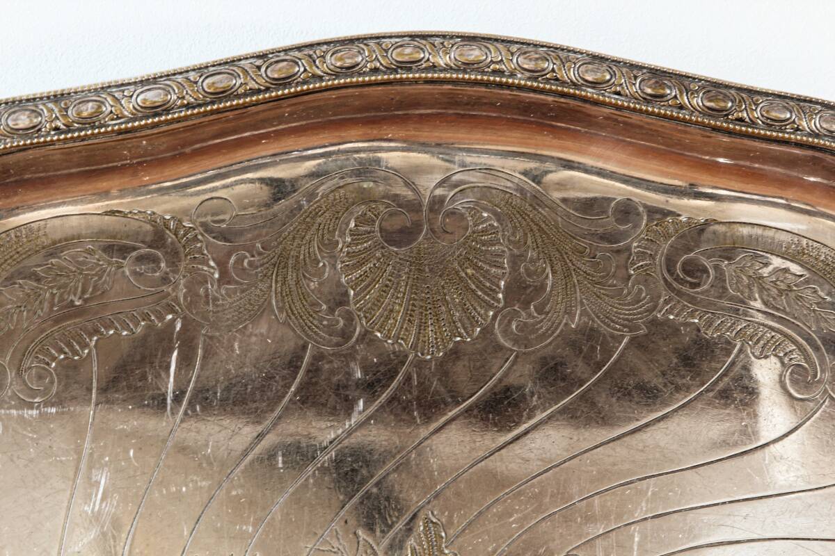 Large silver-plated serving tray, late 19th century.