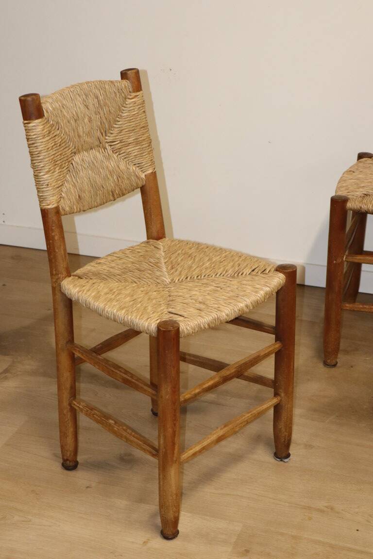 Series of 4 Charlotte Perriand Chairs Model "Bauche" BCB Edition