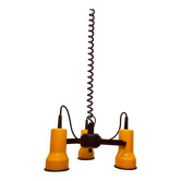 Suspension jaune à trois ampoules, mand eurolux, 1970