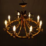 Italian metal chandelier in bamboo imitation, 1960s