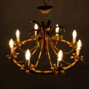 Italian metal chandelier in bamboo imitation, 1960s