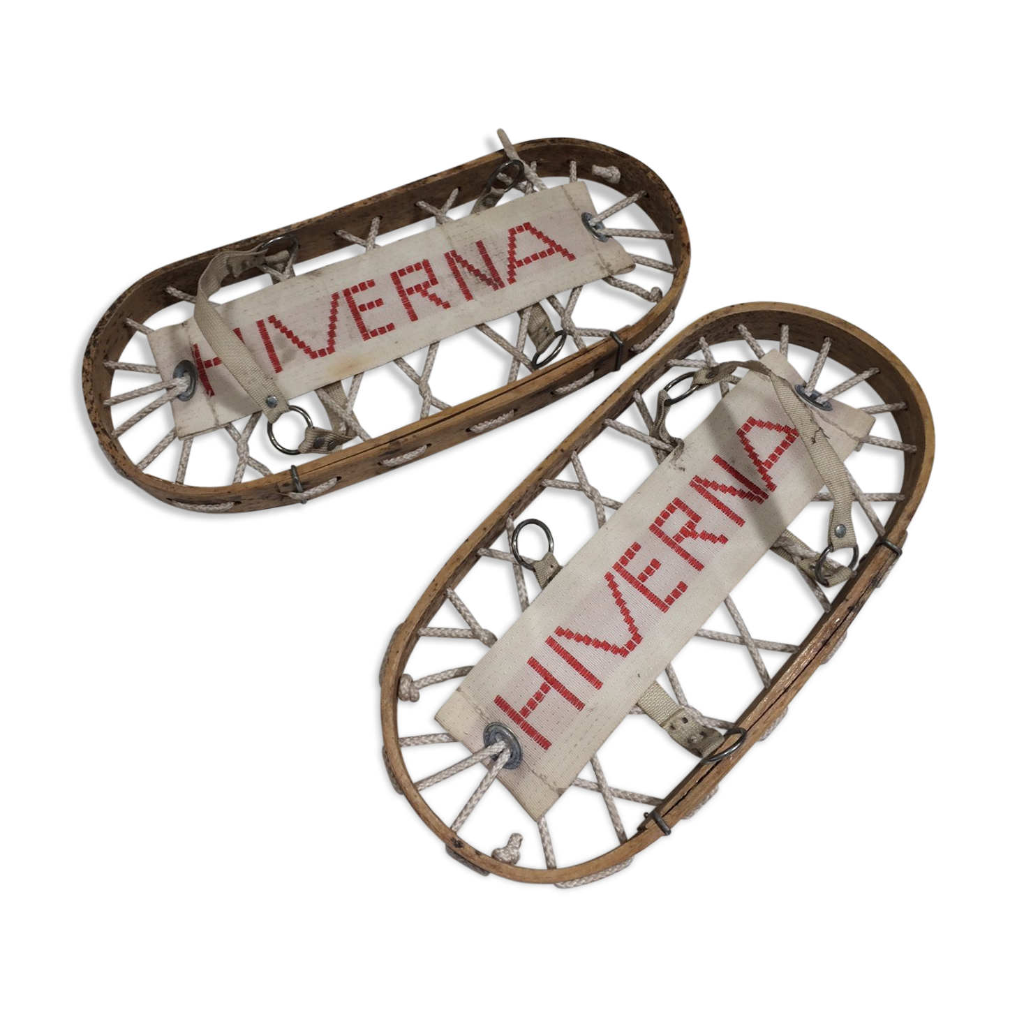 Ancienne paire de raquettes à neige Hiverna années 60 Selency