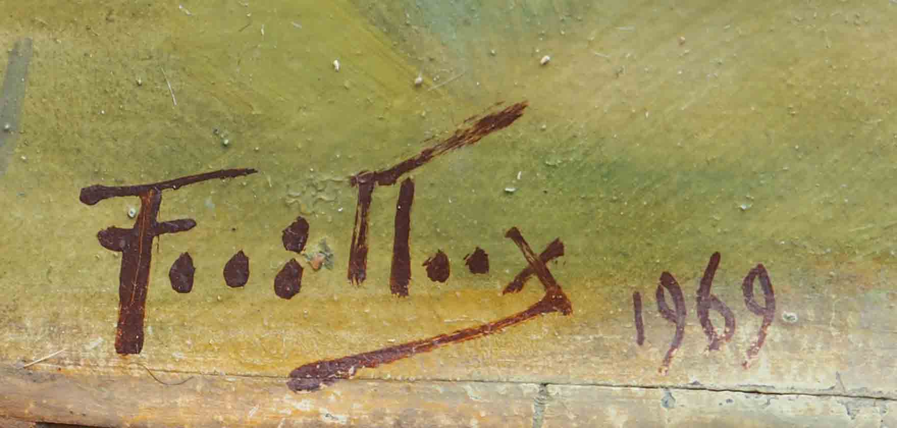 Riding painting: Horse on the trot HSP signed (to be deciphered) - 1969