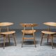 Set of 3 Chairs CH33 Hans Wagner, Carl Hansen & Søn, 1950s, Denmark