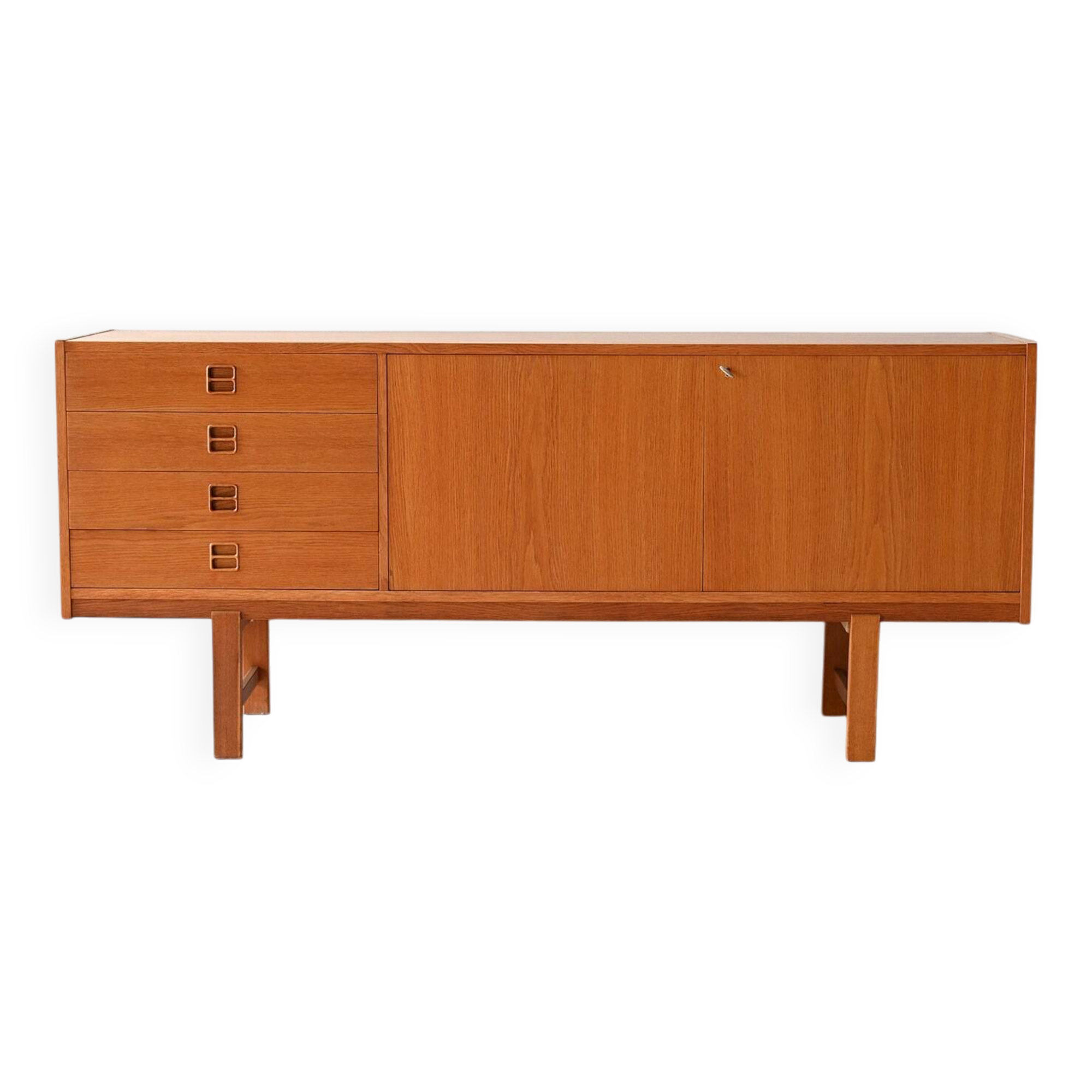 Scandinavian vintage oak sideboard with drawers and doors